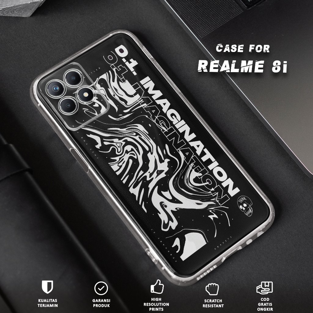 CASE REALME 8i - CASING REALME 8i Motif ART - Softcase Premium Fourside - Bening Transparant - Silik