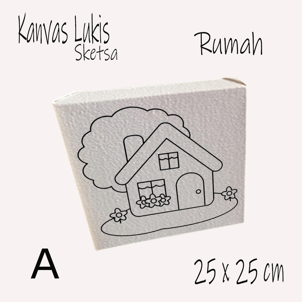 Kanvas Lukis Sketsa Rumah 25x25