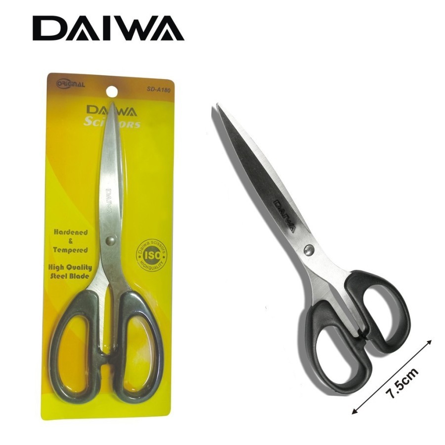 

Gunting Kertas Besar Hitam 20 cm DAIWA Stainless Steel Scissors SD-A180