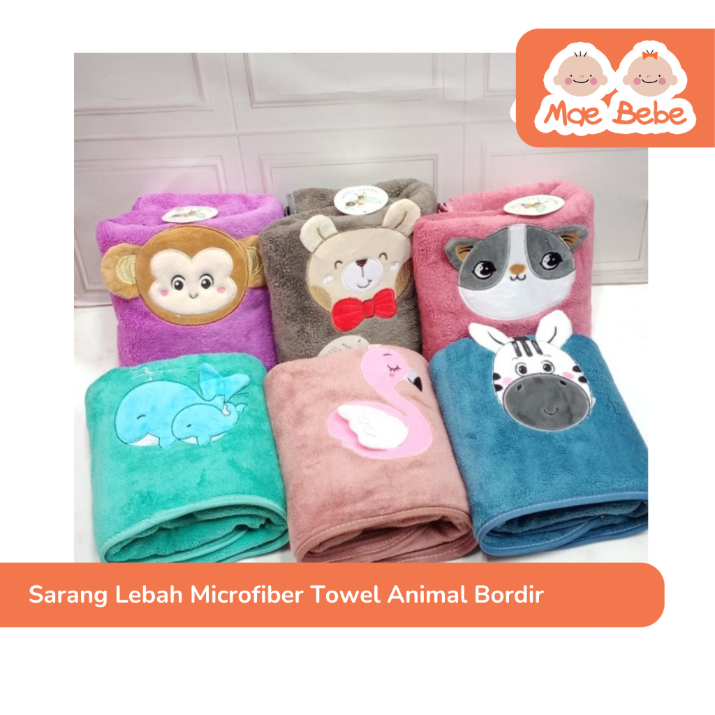 Sarang Lebah Microfiber Towel Animal Bordir Handuk Mandi Anak dan Dewasa