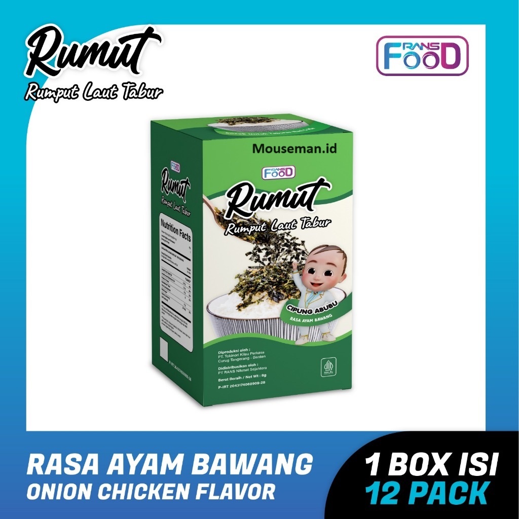 

1PCS Rumut Rumput Laut Tabur CIPUNG ABUBU RASA AYAM BAWANG 8GR