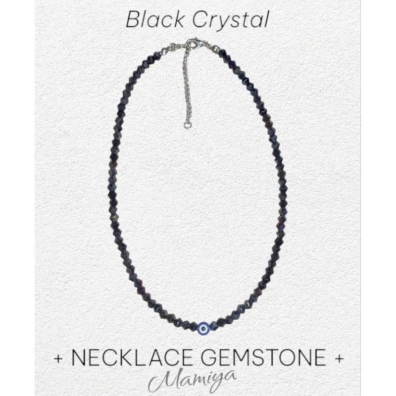 BLACK CRYSTAL 4mm / NECKLACE BLACK