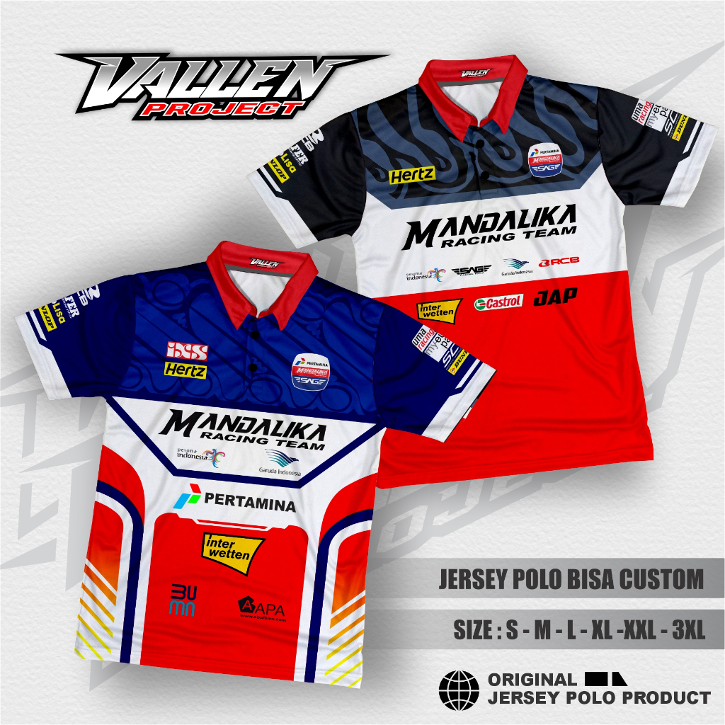 JERSEY JERSI WANGKY KERAH KANCING MANDALIKA RACING TIM MOTO GP / KAOS KERAH MANDALIKA / BAJU WANGKI 