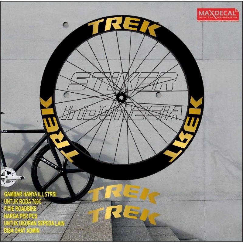 stiker velg sticker rims sepeda fixie roadbike TREK gold