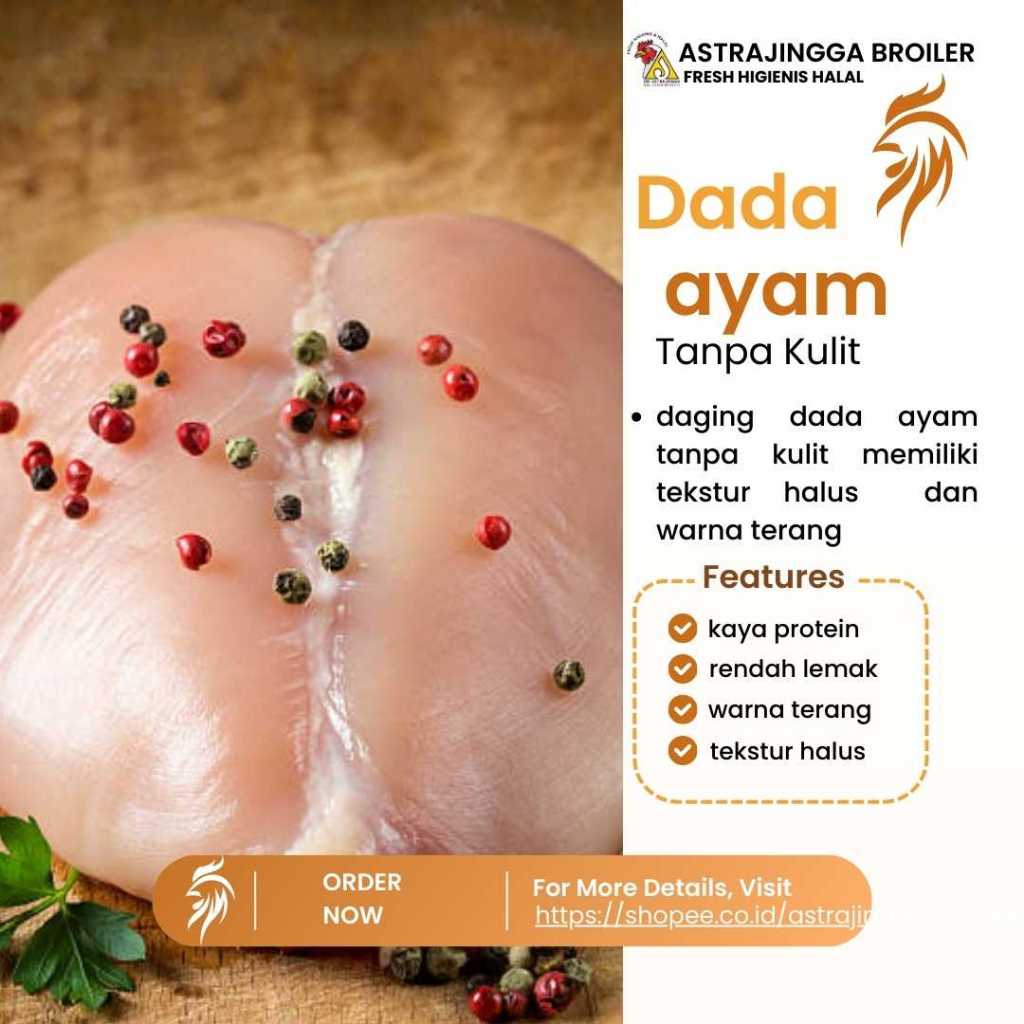 

JUN Daging ayam dada fillet boneless tanpa kulit 1kg astrajingga broiler