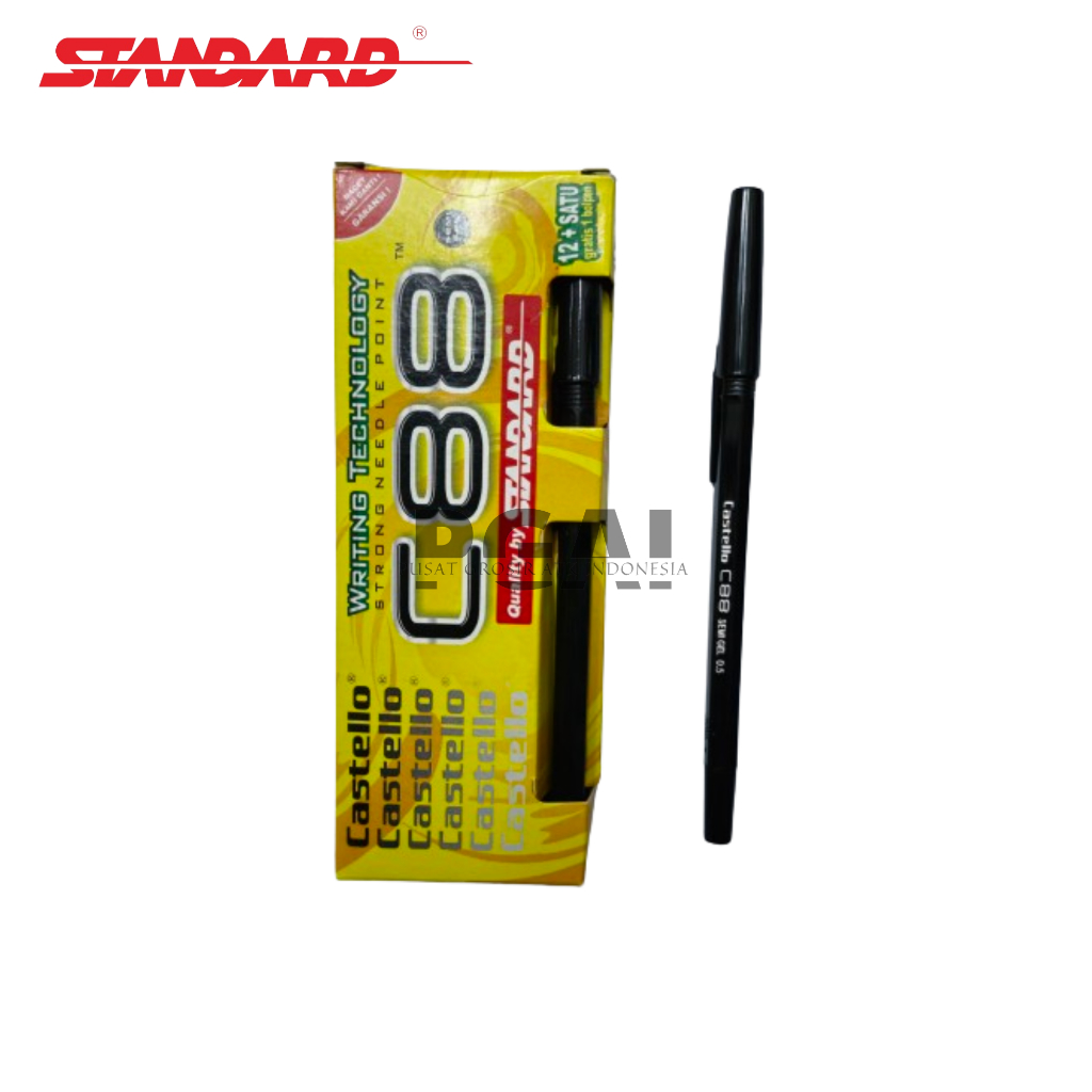 

BOLPOIN BULPOIN PULPEN BALLPOINT STANDARD C88 CASTELLO 0.5 MM 1 PACK ISI 12 PCS BONUS 1 PCS