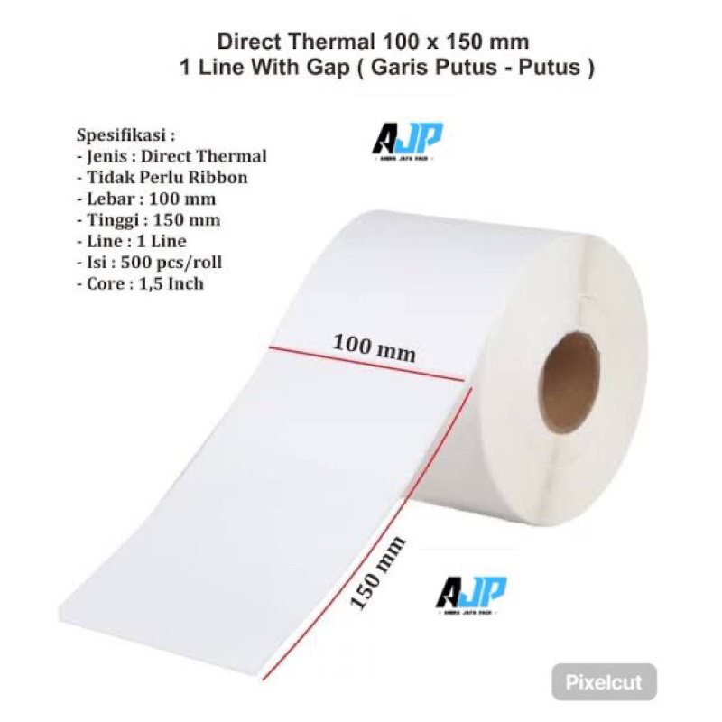 

THERMAL LABEL KERTAS 100 X 150 mm PAPER STICKER DIRECT ISI 500 PSC