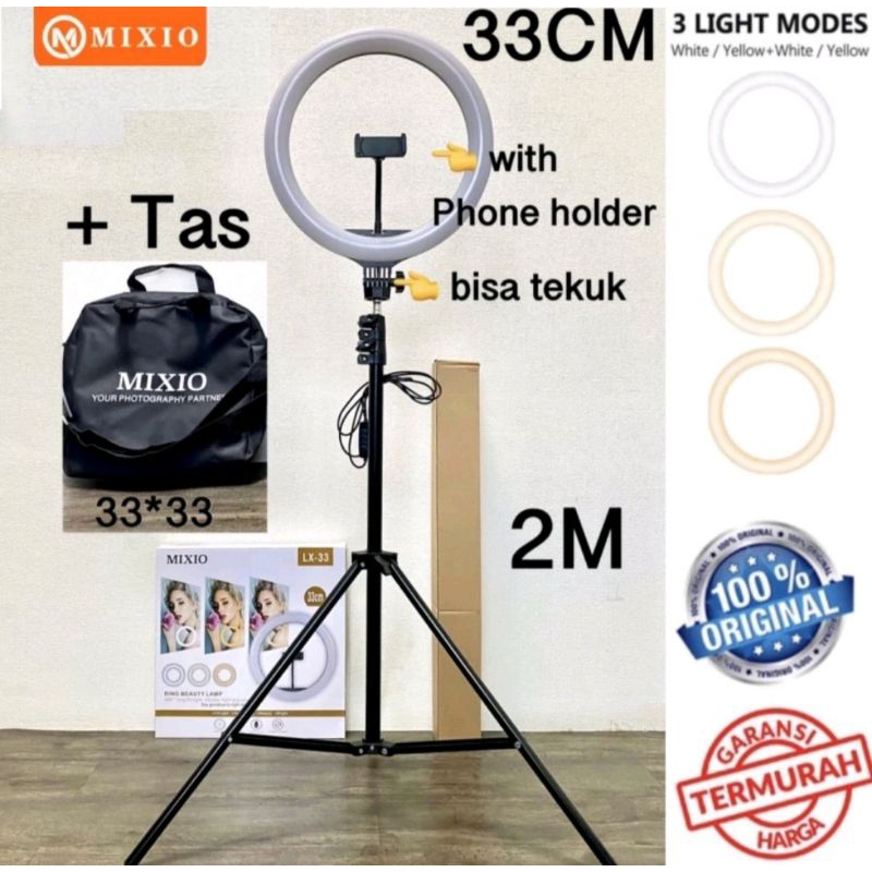 MIXIO Ring Light 33cm + Tas + Light Stand Tripod 2M Selfie Livestreamer