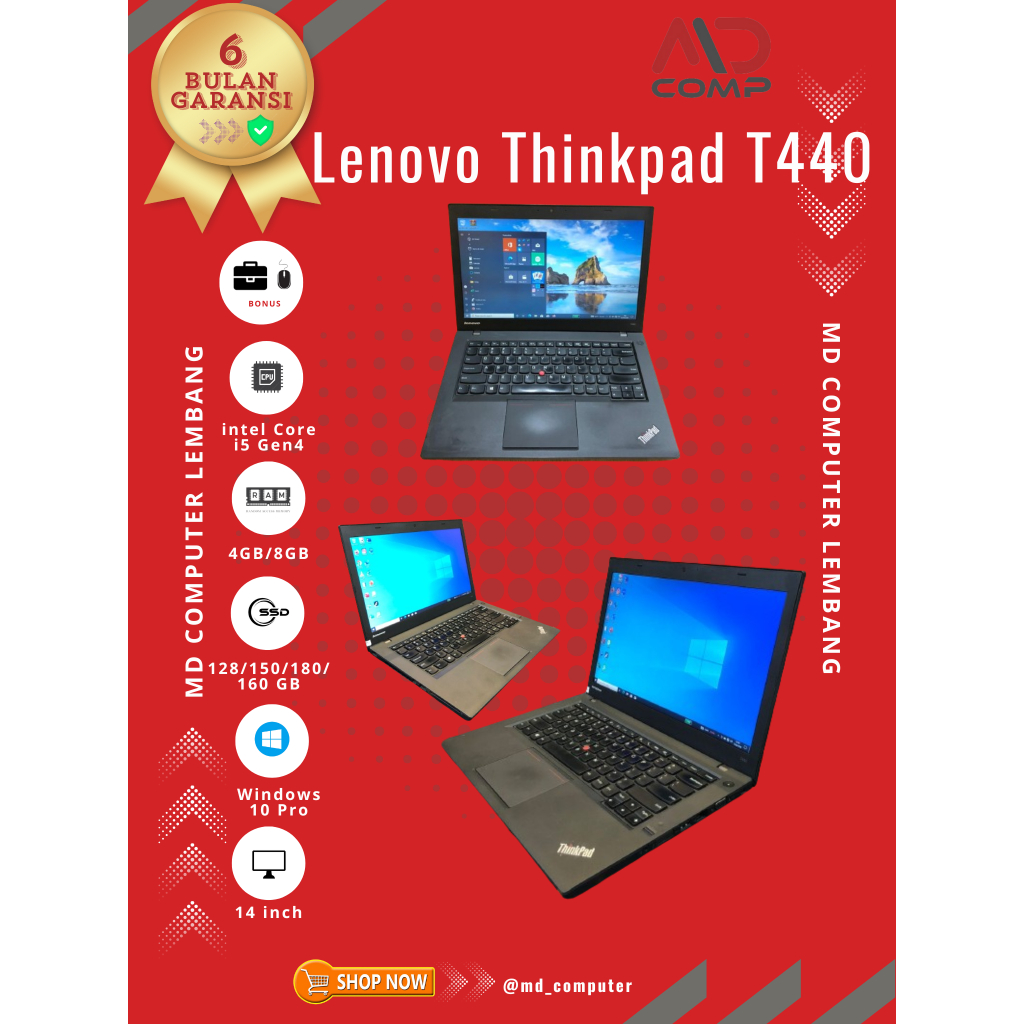 Laptop Lenovo Thinkpad T450, T440, T420 14inch Core i5 Murah BERGARANSI RAM4GB-SSD128GB