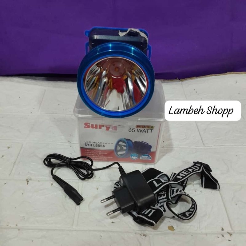 senter kepala syhl655a premium 65 watt 
Premium 
merk surya 
cahaya putih 
