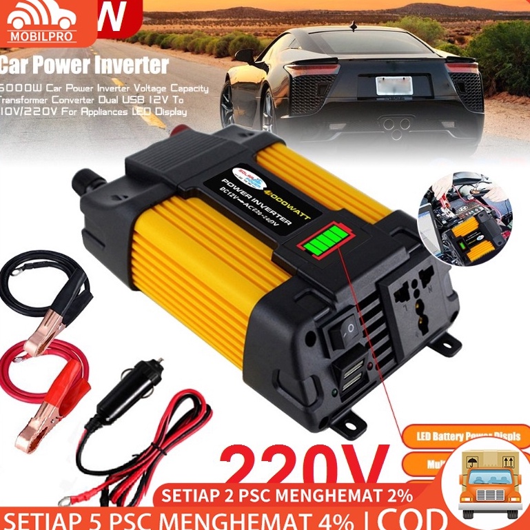 Top Produk 4W Power Inverter Dc 12v Ac 22v Dual Usb Dengan Display Led Untuk Mobil Inverter Tenaga S