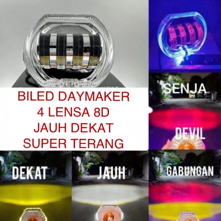 new lampu tembak daymaker biled  projie biled 4 lensa 8D super terang i X2K8