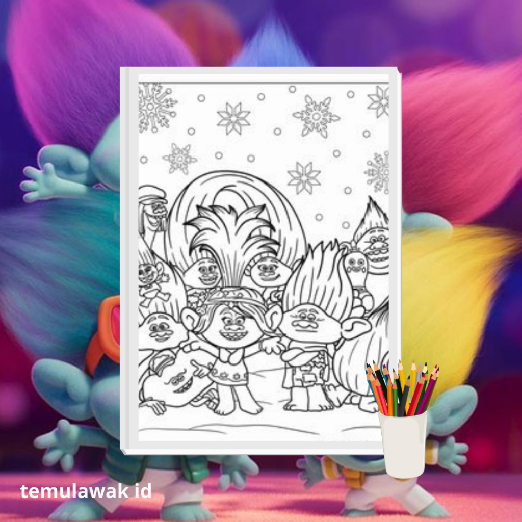 

Kertas Sketsa Gambar Lukis Drawing Sketch Mewarnai Coloring Trolls Band Together Anak Paud TK SD