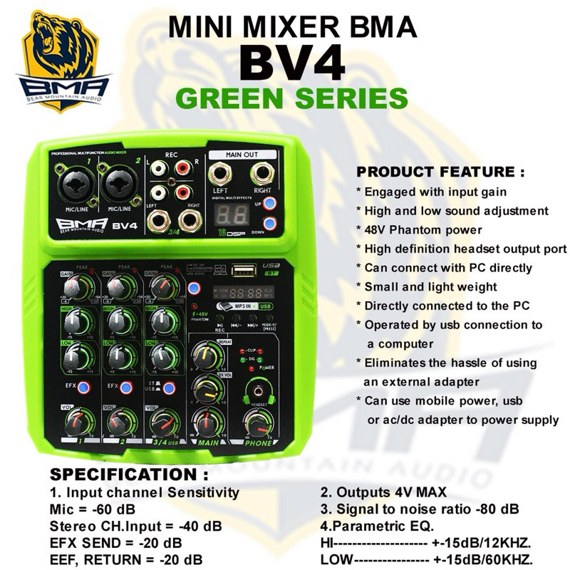 Mixer 4 Channel BMA BV4 Mixer Recording