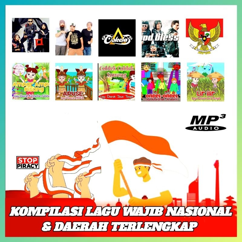 KASET CD MP3 LAGU ANAK SEKOLAH NASIONAL INDONESIA RAYA-LAGU NASIONAL INDONESIA-LAGU KEMERDEKAAN INDO