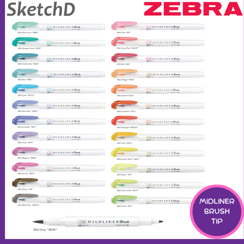 

Highlighter Mildliner Brush Pen Zebra Double Side Marker Mild Liner