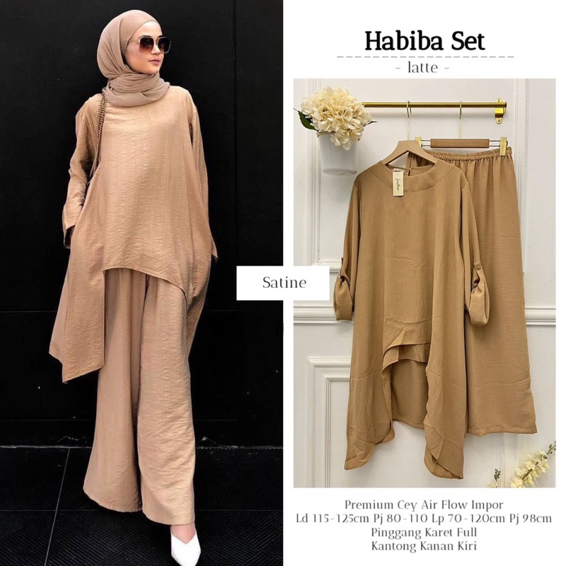 HABIBA SET WANITA SETELAN CELANA POLOS LENGKAP