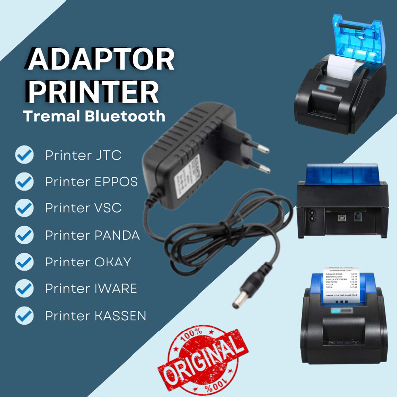 [ 100% REAL ] ADAPTOR ADAPTER Printer Bluetooth Thermal 9V 2A Printer minipos Printer Kassen Printer