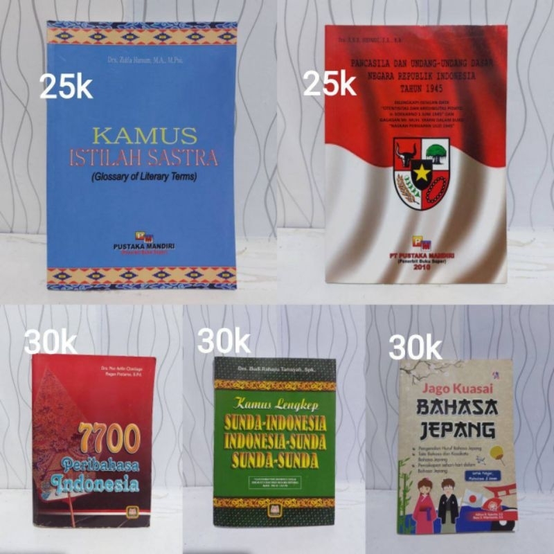 Buku Peribahasa Indonesia | Kamus Sastra | Kamus Bahasa Jepang | Kamus Lengkap Bahasa Indonesia - Su