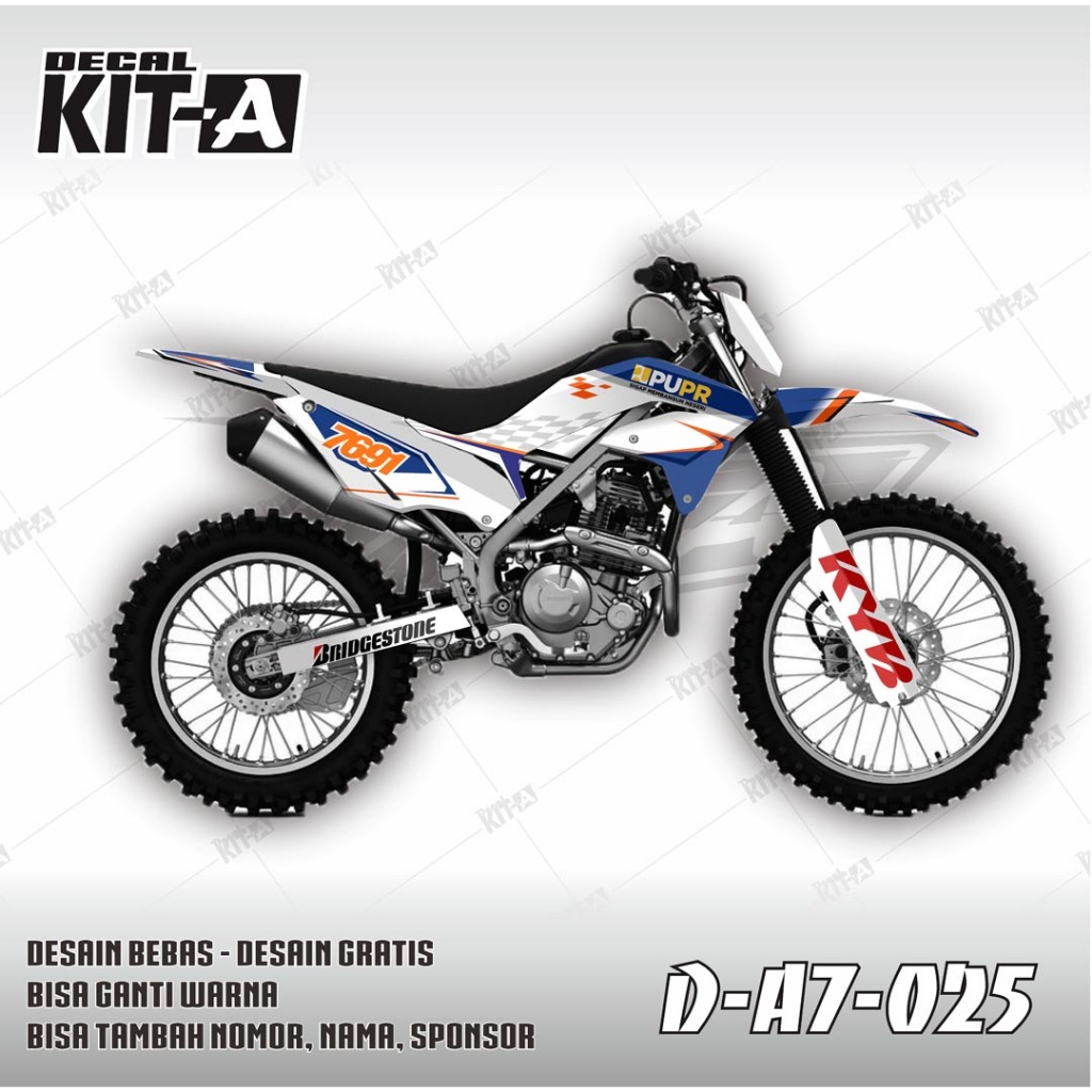 Decal klx 230 stiker motor dekal sticker klx230 PUTIH DONGKER OREN D-A7-029