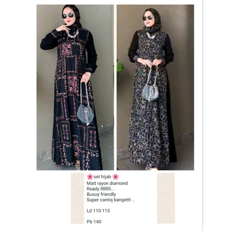 gamis rayon diamond#set hijab