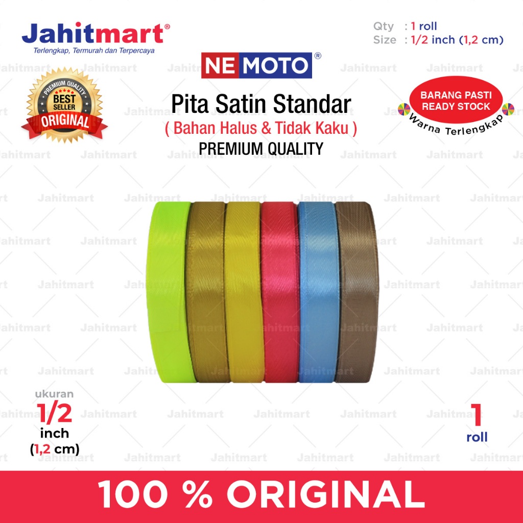 

Pita Satin Standar 1/2 Inch - 1.2 cm Per Roll