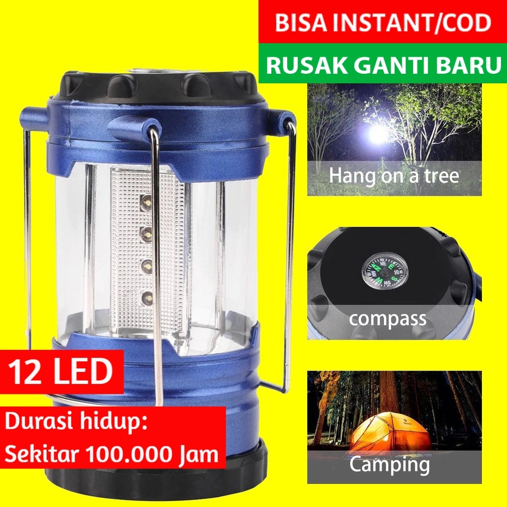 (BISA INSTANT/COD) Lampu LED Gantung / Lentera Kemping Camping Outdoor Emergency Lamp Tahan Lama Por