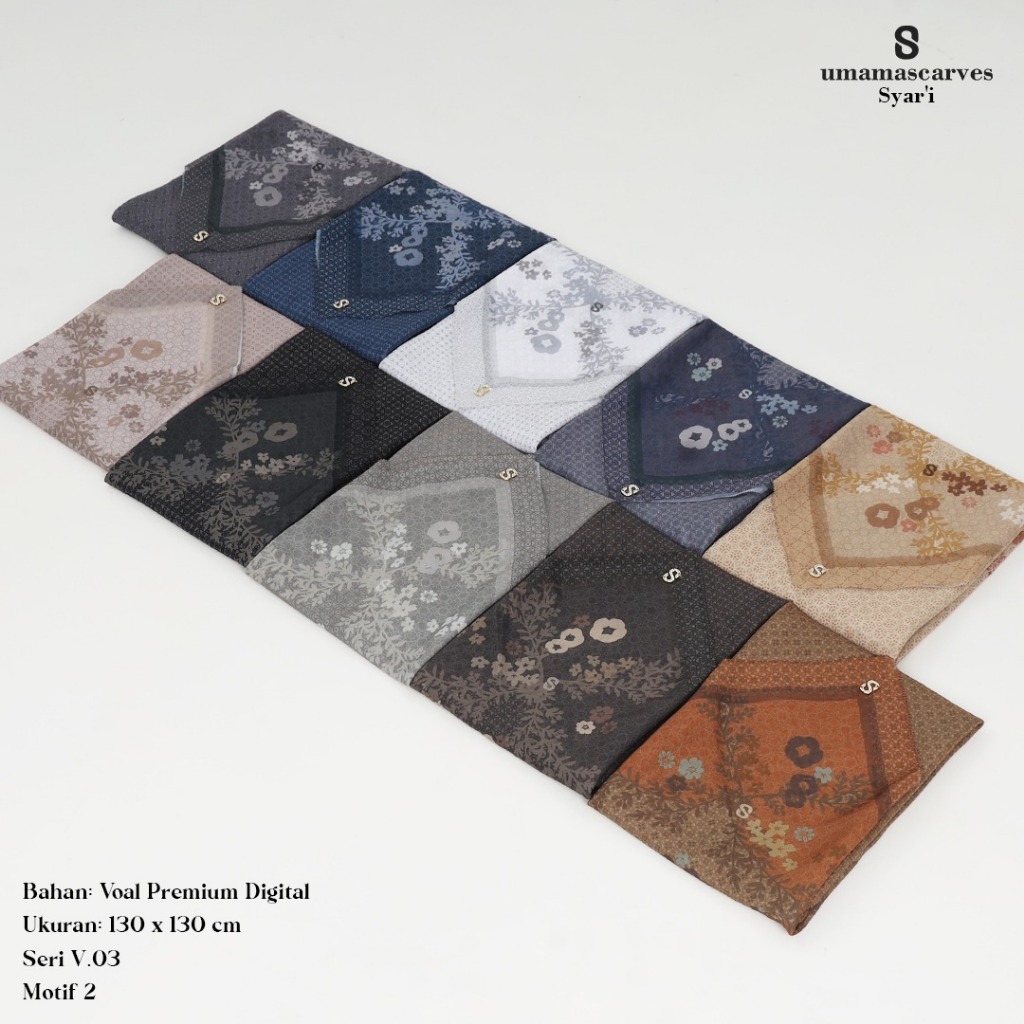 Penawaran Terbatas Umama Scarves Premium Box Syar'i Jilbab Segiempat Syari Voal Motif Premium LC
