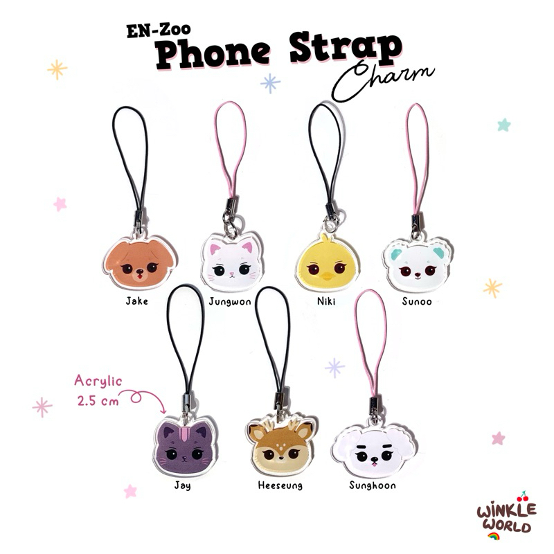 Winkleworld - Enhypen En-Zoo Mini Phone Strap Kpop / Enhypen Phone Charm/ Phone Strap Akrilik/ Gantu