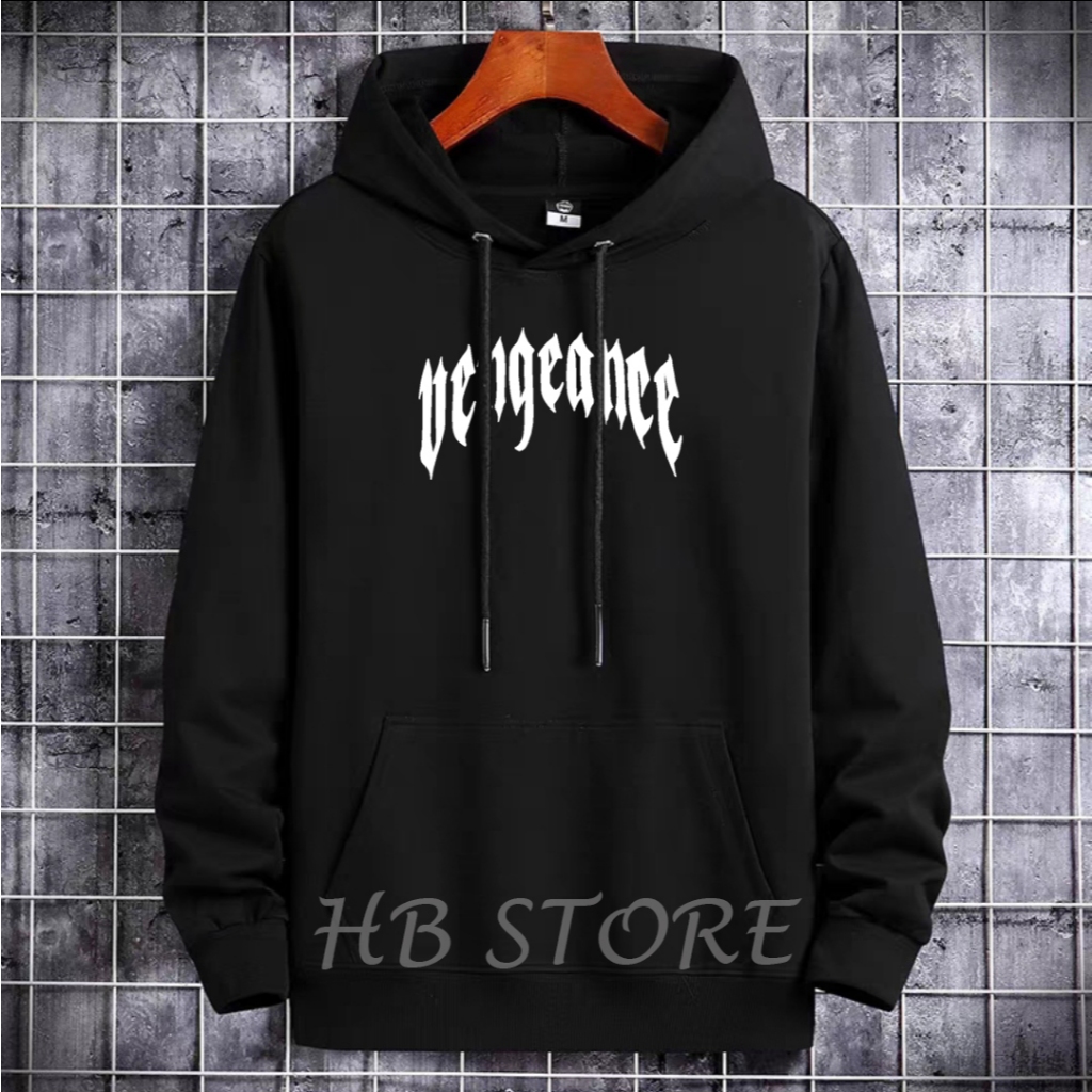 Jaket Hoodie Fashion Casual Pria Wanita Bahan Fleece Sablon Vengeance