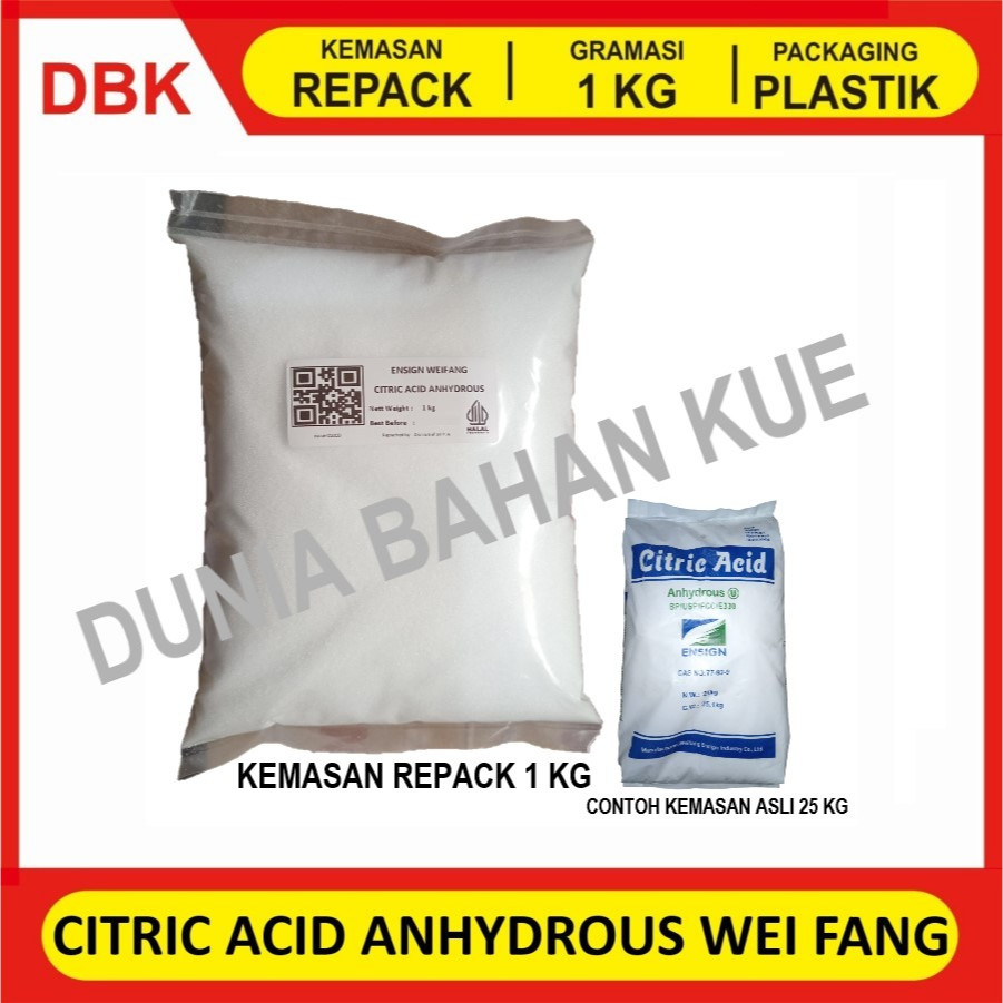 

CITRIC ACID ANHYDROUS WEI FANG - REPACK 1 KG / CITRUN ASAM SITRAT