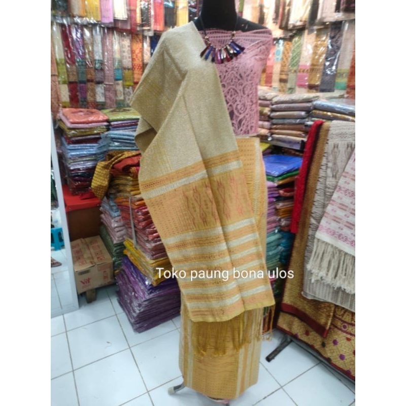SONGKET TUMTUMAN TENUNAN TARUTUNG BENANG BEMBERT PRADA KOREA WARNA KUNING GOLD