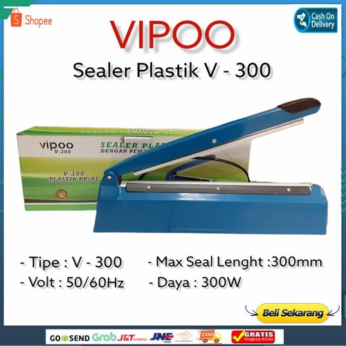 Impulse Sealer Alat Press Plastik merk VIPOO V-300 Terlaris