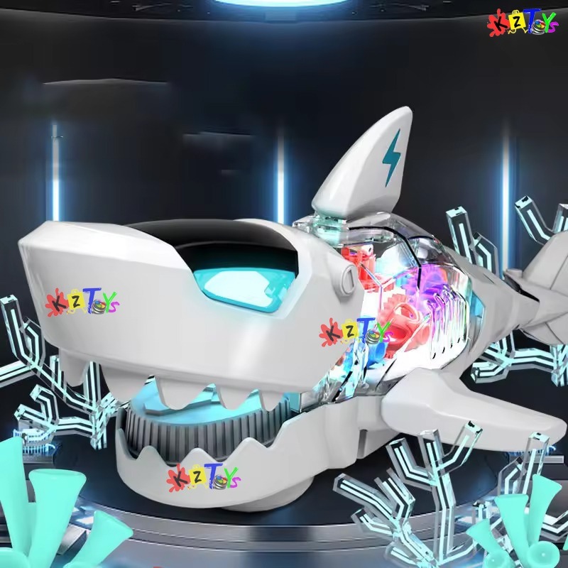 MAINAN HIU MEGALODON LED DAN TRANSMISI GIGI MUSIK MAINAN HIU UNIVERSAL UNTUK PERKEMBANGAN ANAK