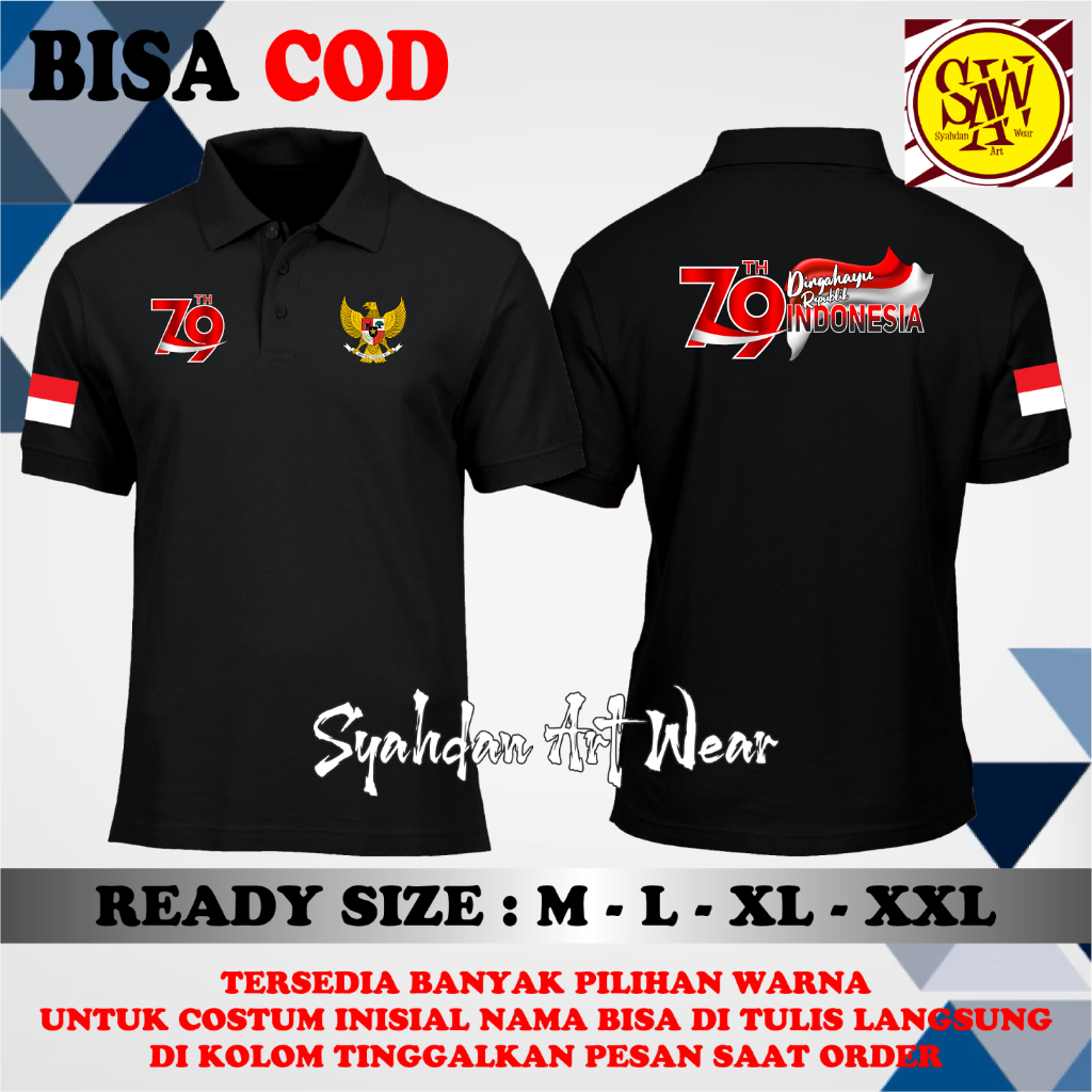 POLOSHIRT KAOS KERAH / KAOS POLO 79TH DIRGAHAYU REPUBLIK INDONESIA BEAG BENDERA BERKIBAR LOGO 79 DAN