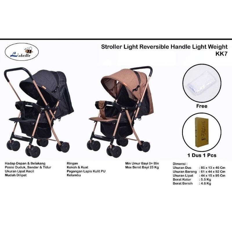 Stroller Labeille Light KK7 / Kereta Dorong Bayi Baru Lahir Murah / Stroller 1 Dus isi 1