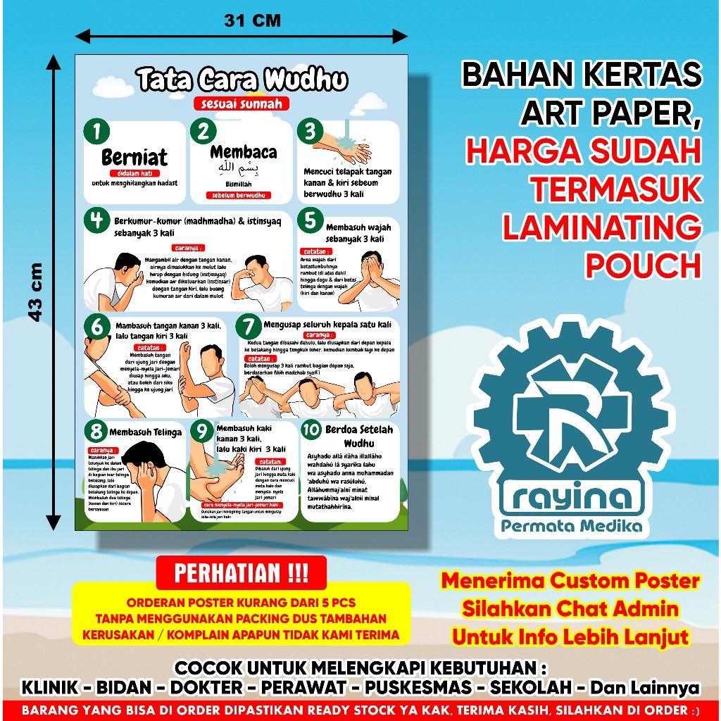 Poster Edukasi Tata Cara Wudhu