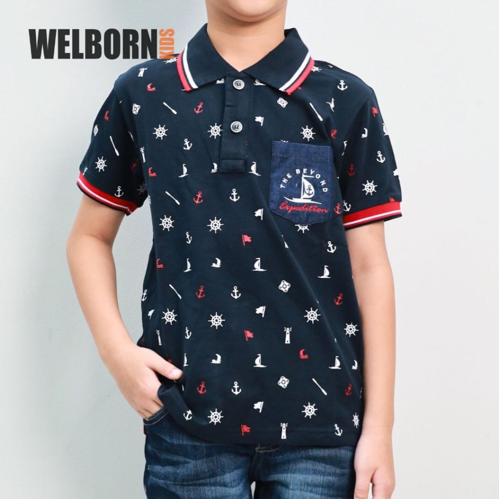 Welborn Kids Semi Polo Shirt Sailor Navy