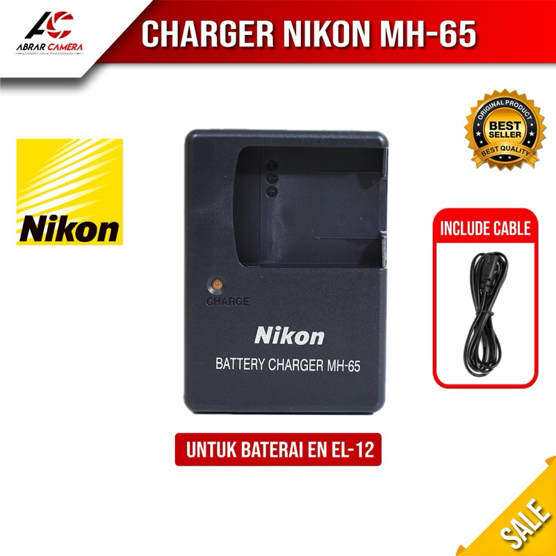 Charger Nikon MH-65 Untuk Baterai kamera EN EL-12 for Coolpix A900 AW100 AW110 AW120 AW130 P300 P310