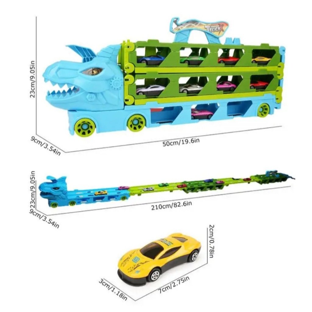 

[capt] Mainan Mobil Mobilan Anak Truk Dino Deformasi Rel Balapan Mobil - Dino Catapult Truck
