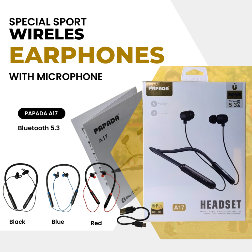 Hansfree Bluetooth Earphones Wireless Papada A17 Headphones Bass Bluetooth A17 Papada Headphone Ster