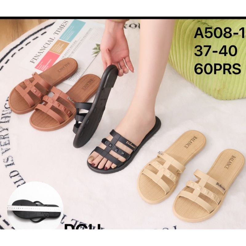 Sandal Selop Jelly Wanita Strip Tiga Duri Import Balance 508