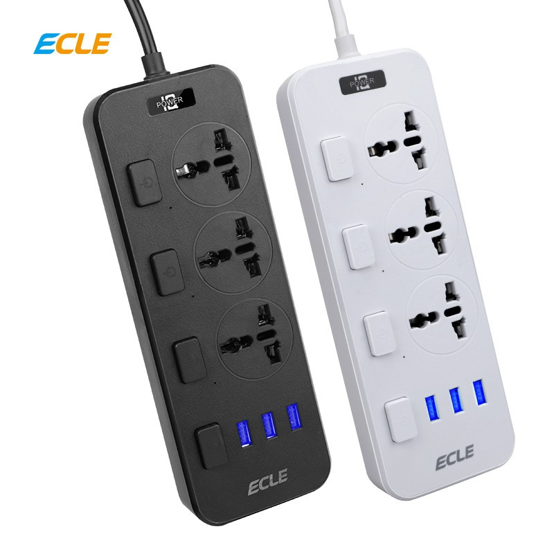 ECLE Power Strip Stop Kontak 3 Power Socket 3 Smart USB Port