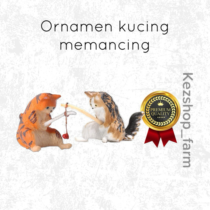 dekorasi hiasan aquarium patung kucing memancing / Ornamen Kucing Memancing