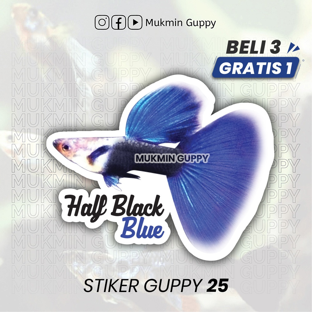 

Stiker Guppy (21) Half Black Blue