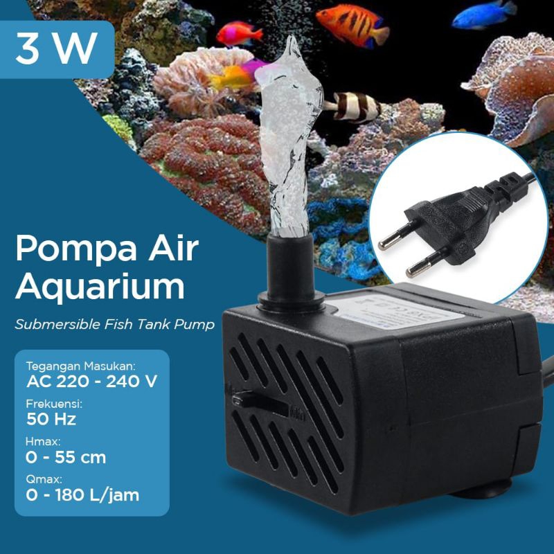 Pompa Air Aquarium Celup Submersible Pump AC 3Watt