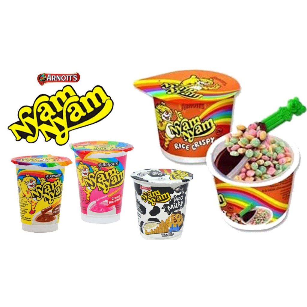 

Arnott's Nyam-Nyam Fantasy Stick Chocolate Strawberry Bubble Puff Choco Vanila Banana 25 gr