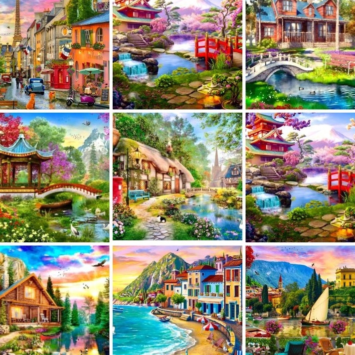 GROSIR 5D Diamond Painting Set DIY 34cm Diamond Painting Full Drill