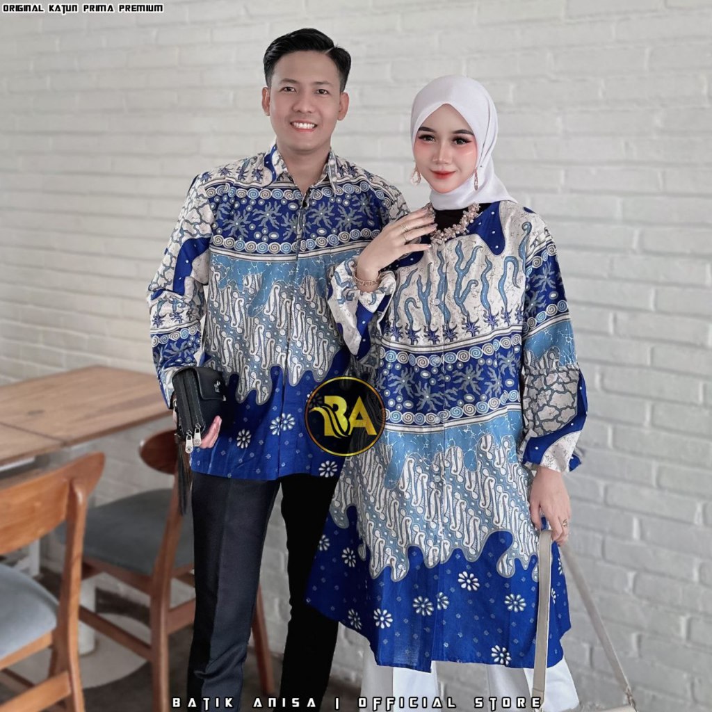 Batik Couple Pasangan Terbaru Baju Tunik LD120 Kemeja Lengan Panjang M L XL XXL Atasan Wanita Tunic 
