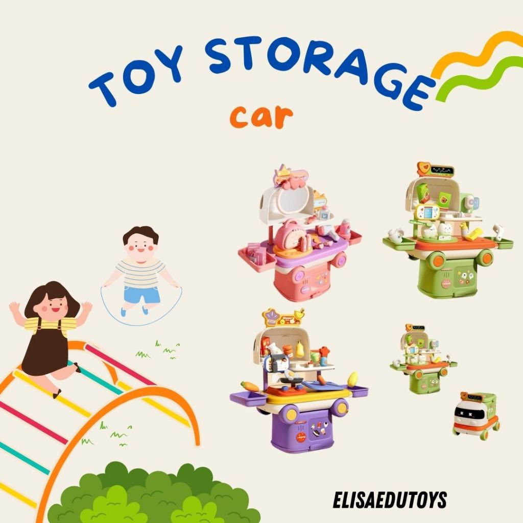 toy storage car 2 in 1 mainan pretend play